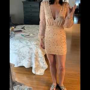 Majorelle mini dress in blush w polka dots